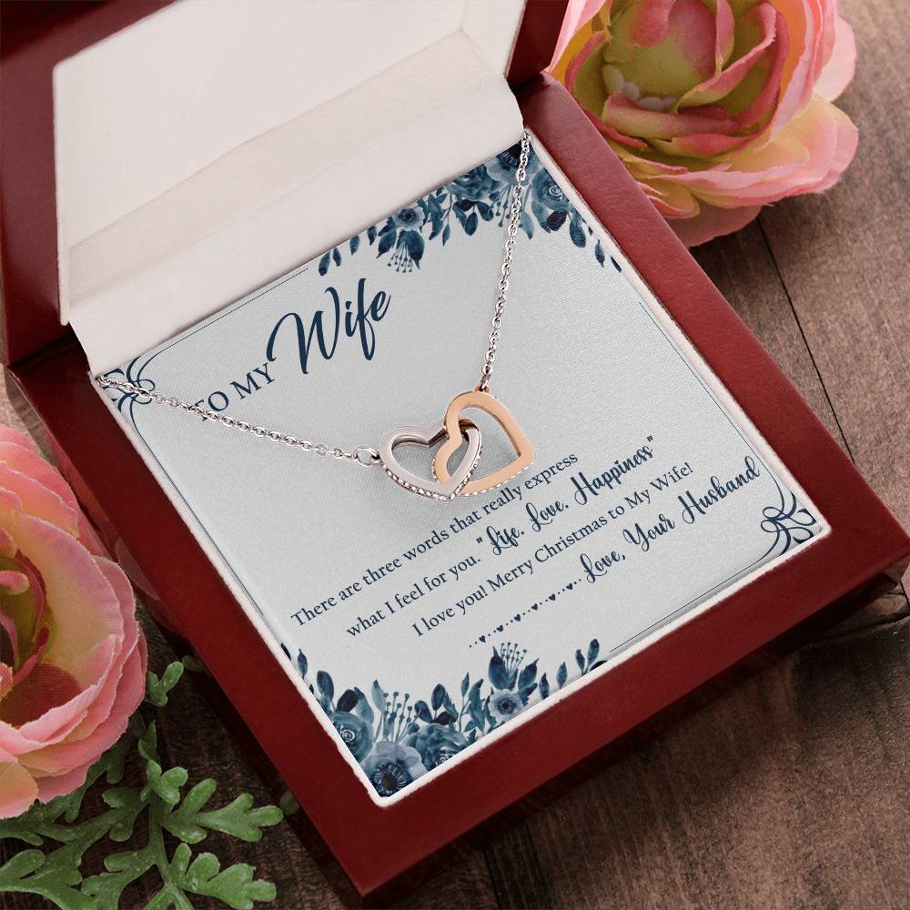 To My Wife Interlocking Hearts Necklace Message Card
