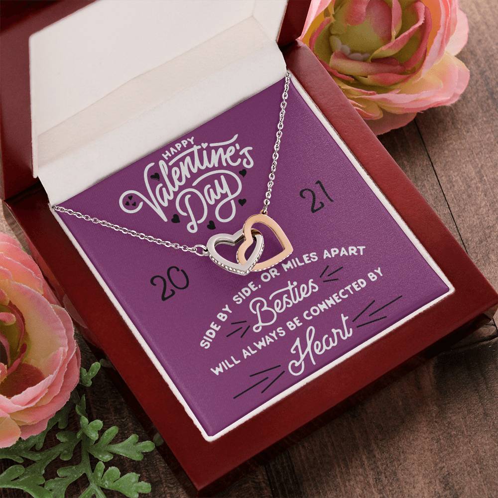 Besties Will Always Be Connected By Heart Interlocking Hearts Necklace