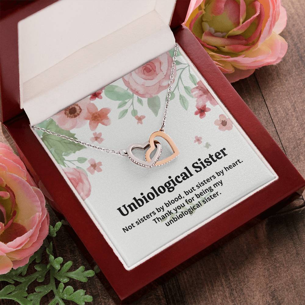Unbiological Sister Necklace Interlocking Hearts Necklace