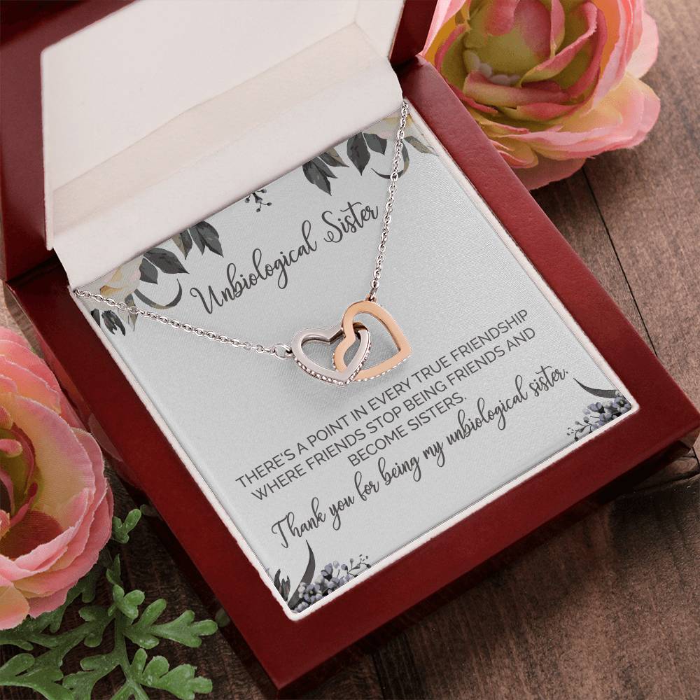 Unbiological Sister Necklace Soul Sister Sorority Sister Sister In Law Necklace Interlocking Hearts Necklace
