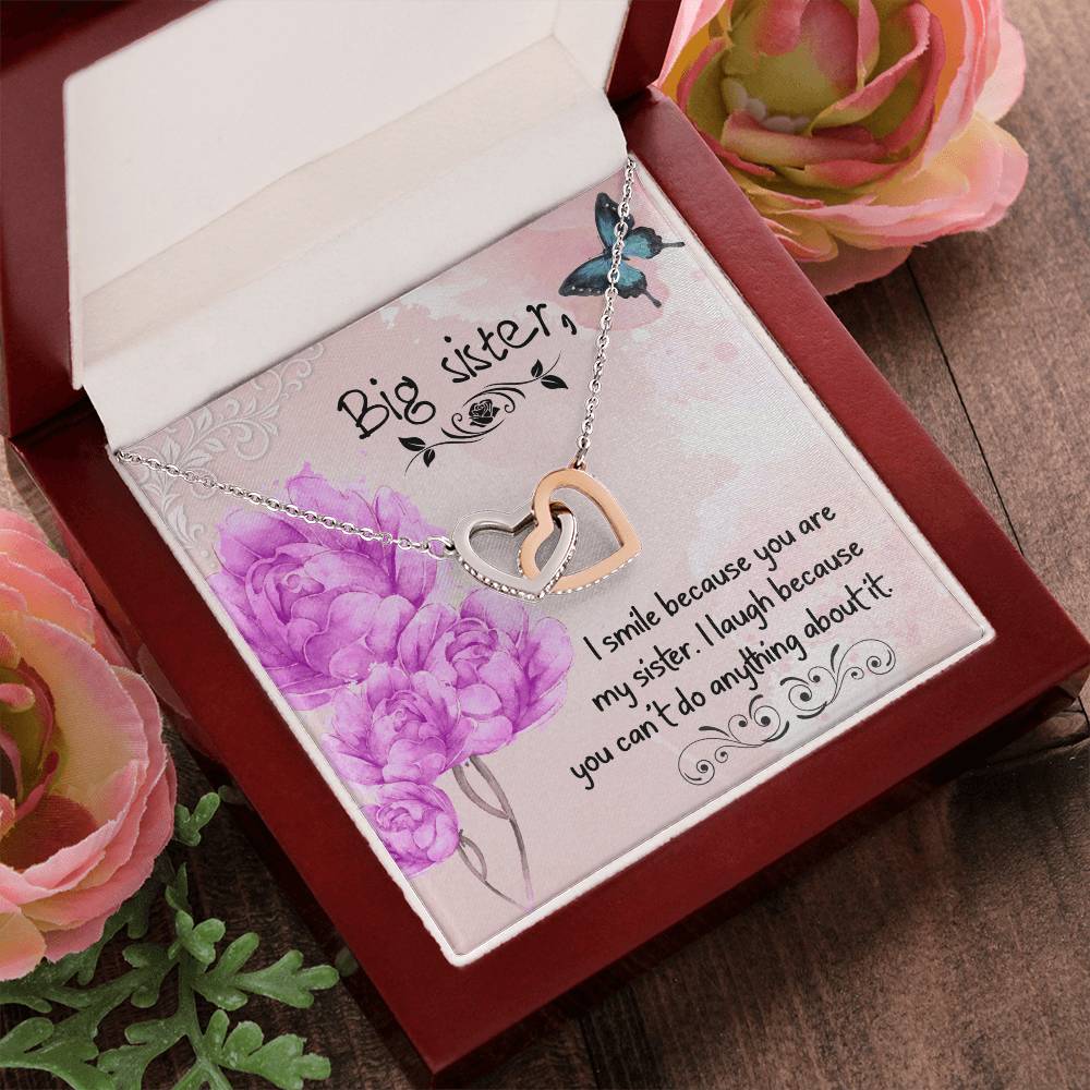 Gift For Big Sister Two Hearts Embellished Jewelry Interlocking Hearts Necklace