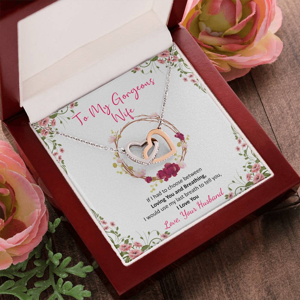 Husband To Wife Last Breath Interlocking Hearts Necklace