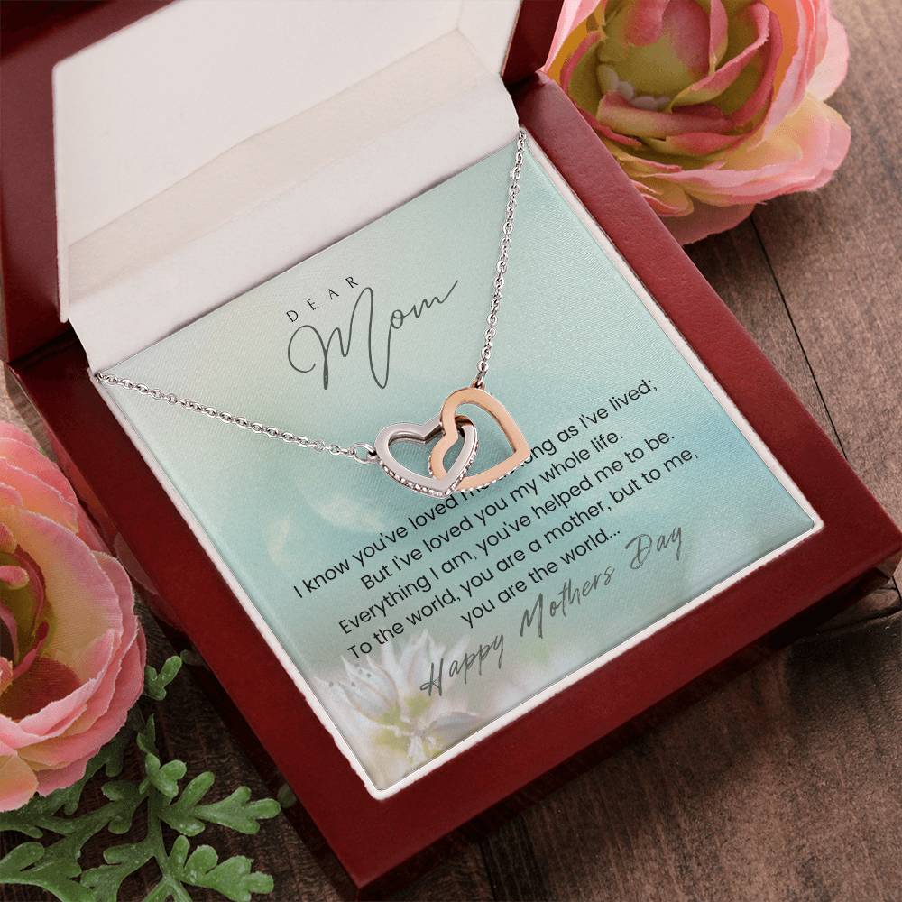 Happy Mothers Day Mom Double Heart Necklace Interlocking Hearts Necklace