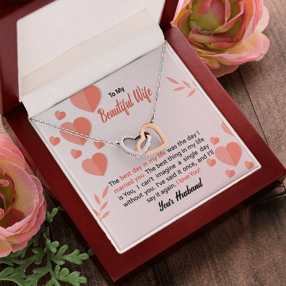 To My Wife Necklace - Anniversary Gift For Wife Birthday Gift For Wife Gift For Wife Necklace For Wife Interlocking Hearts Necklace