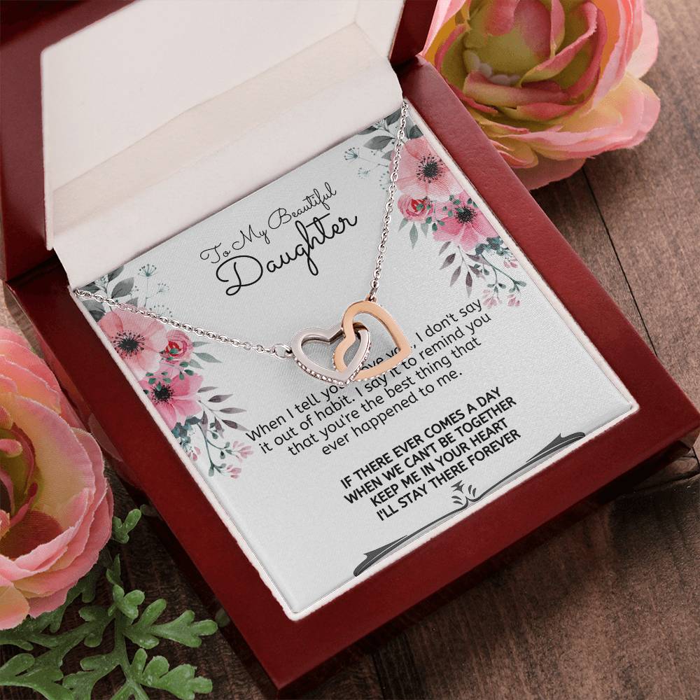 To My Daughter-Interlocking Hearts Necklace