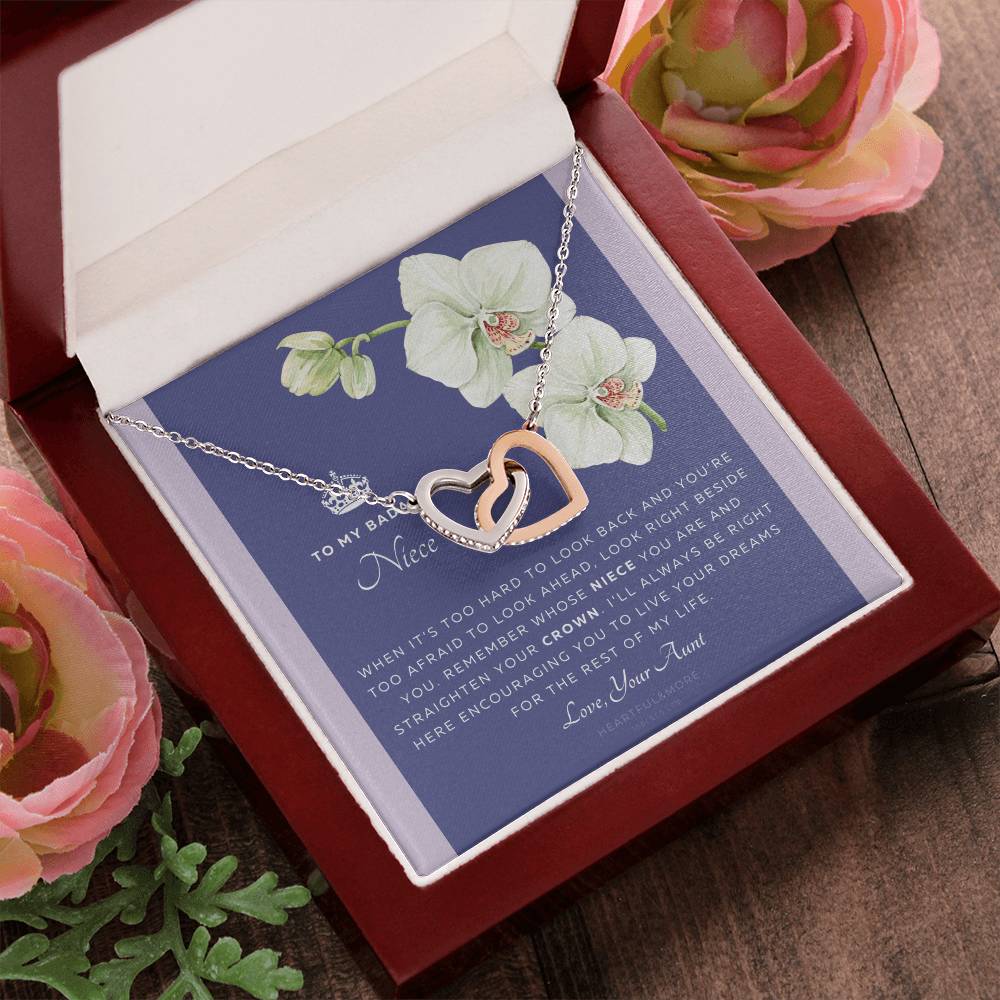 To My Niece Live Your Dreams Necklace Gift For Niece From Aunt Niece Birthday Graduation Christmas Present Interlocking Hearts Necklace