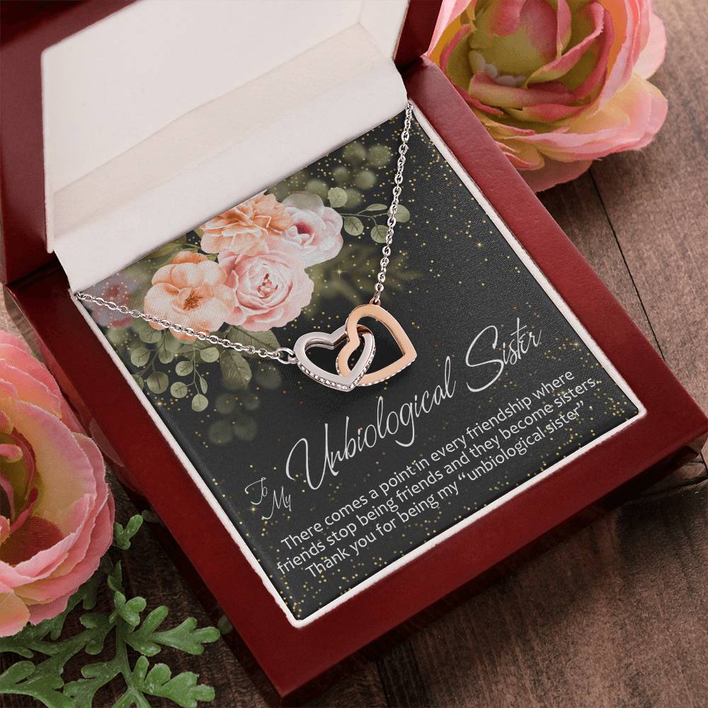 To My Unbiological Sister Interlocking Hearts Necklace