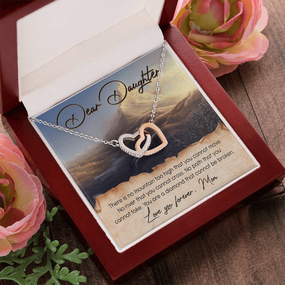 Dear Daughter Love You Forever Interlocking Hearts Necklace Message Card