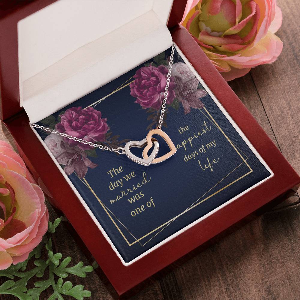 The Day We Married - Interlocking Hearts Necklace - Gift For Wife