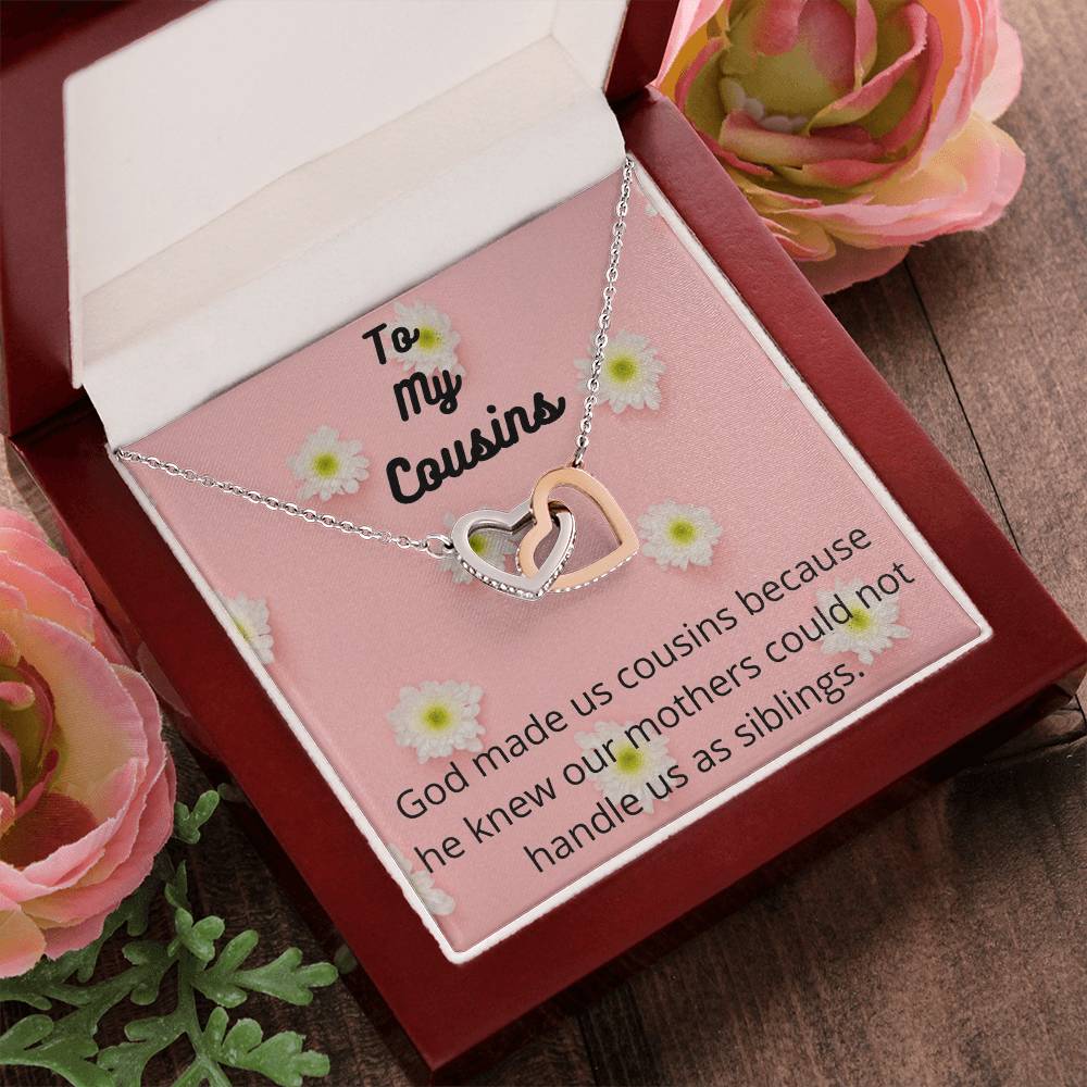 To My Cousins - Interlocking Heart Necklace - Cousin Gift Family Gift Cousin Necklace Meaningful Gift Giftable Jewelry Gift For Women Interlocking Hearts Necklace