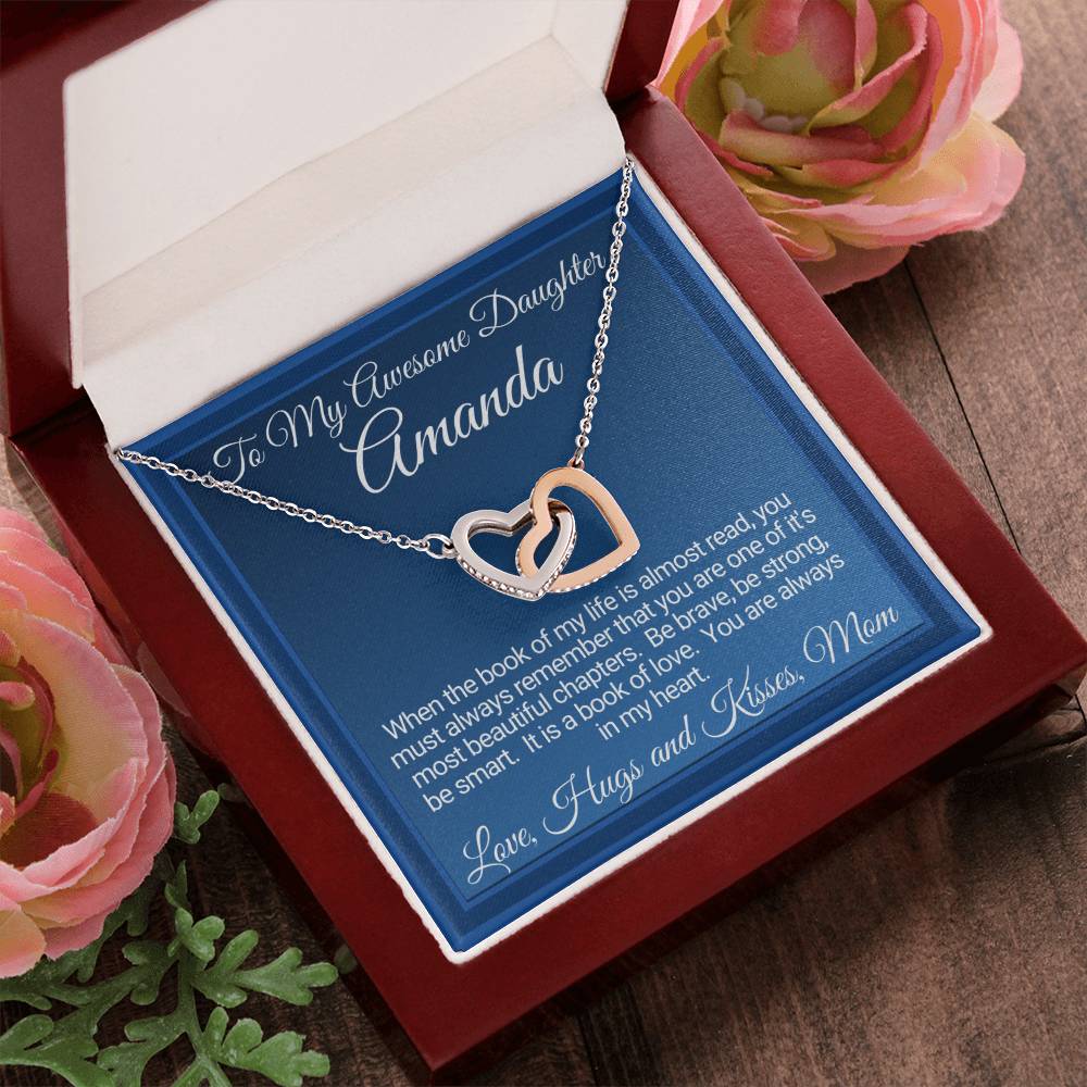 Personalized Gift For Awesome Daughter From Mom Interlocking Hearts Necklace