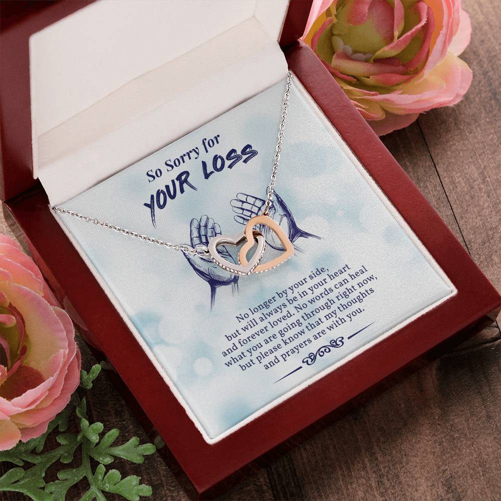 So Sorry For Your Loss In Loving Memory Of Your Mom Initials Hearts Necklace Grief And Loss Of Mom Condolence Gift Memorial Jewelry Interlocking Hearts Necklace
