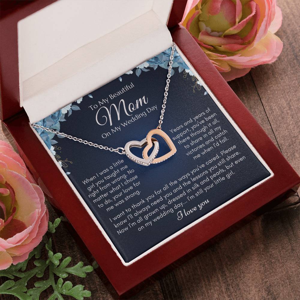 To My Mom On My Wedding Day Necklace Interlocking Hearts Necklace