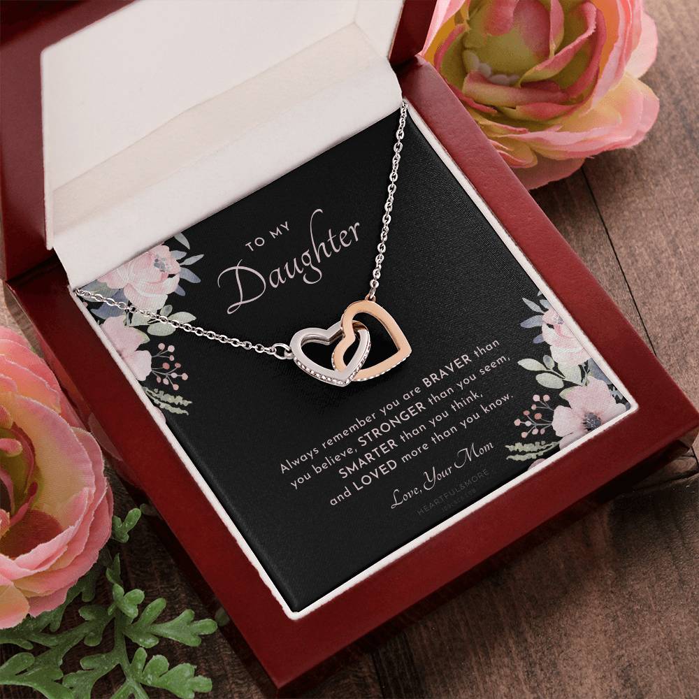 To My Daughter Always Remember Gift For Daughter From Mom Daughter Birthday Graduation Christmas Present Interlocking Hearts Necklace
