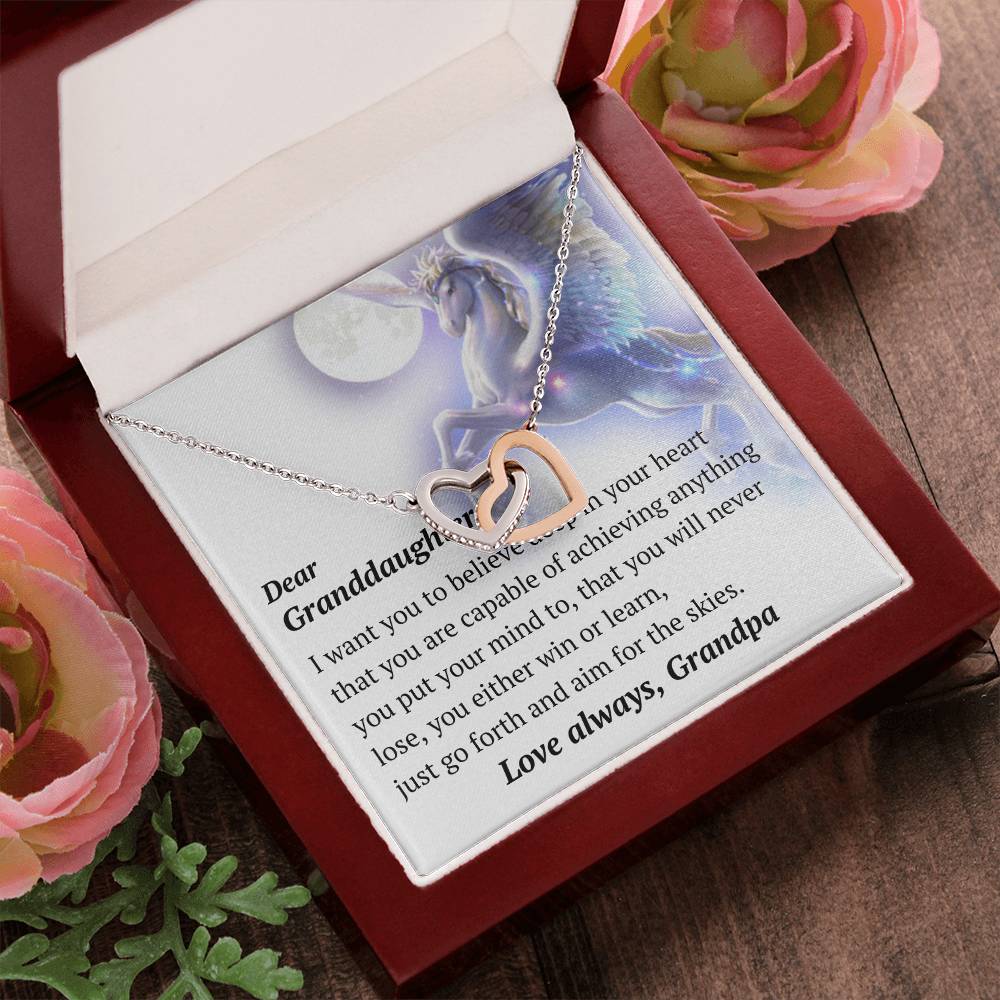 Dear Granddaughter Pegasus Necklace Interlocking Hearts Necklace