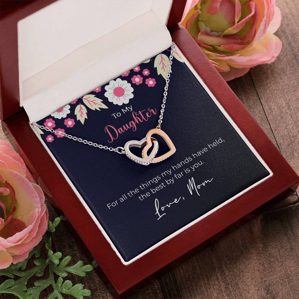 Moonkite Presents - To My Daughter Interlocking Hearts Necklace Mp019