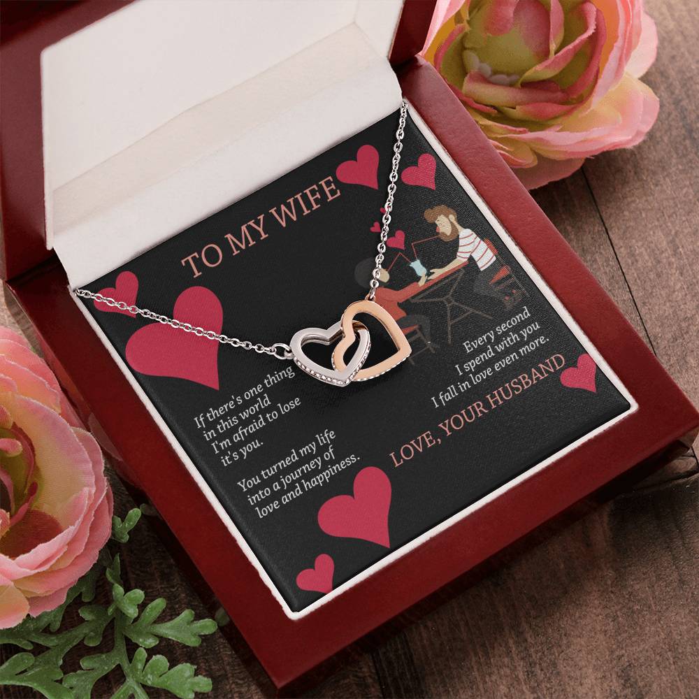 To My Wife - Interlocking Heart Necklace Interlocking Hearts Necklace