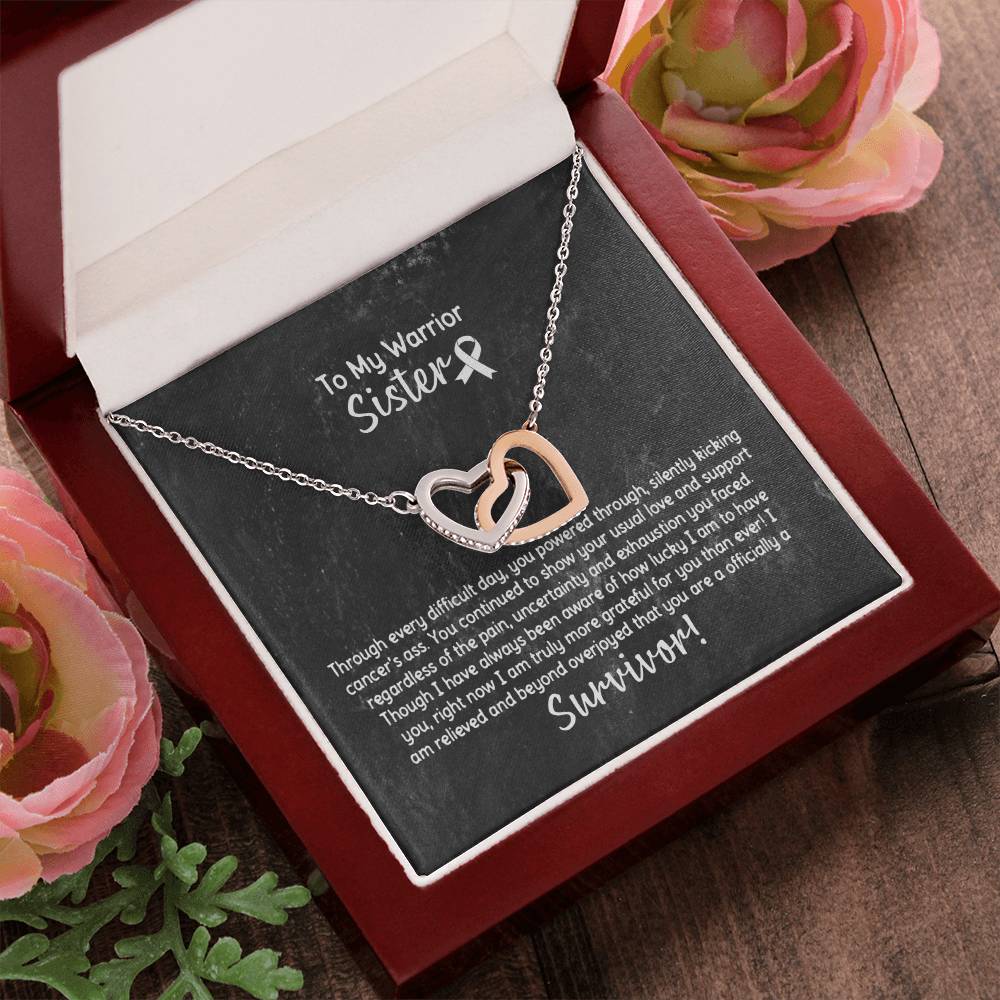 Sister Cancer Survivor Necklace Interlocking Hearts Necklace