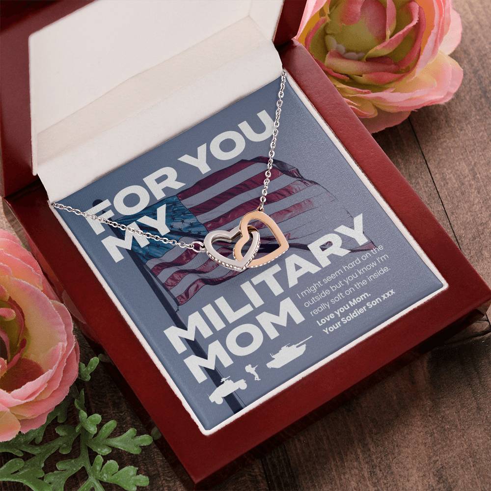 Soldier Son To Mom Double Heart Necklace Made In 🇺🇸 Interlocking Hearts Necklace