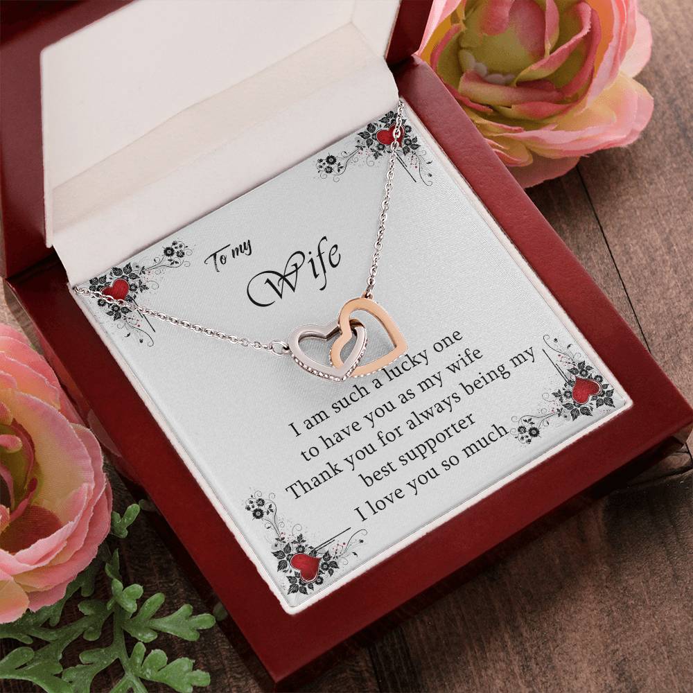 To My Wife Love You So Much Interlocking Hearts Necklace