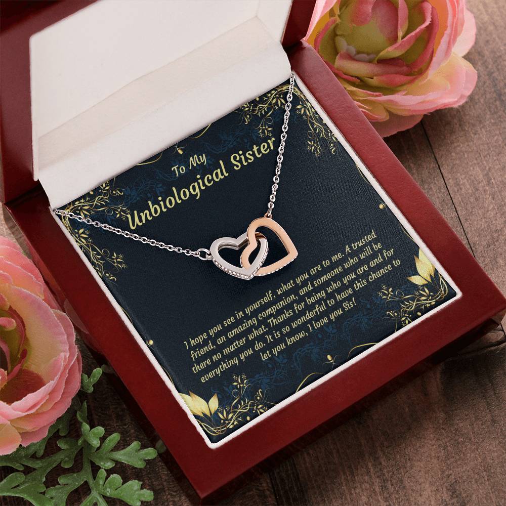 Unbiological Sister Necklace Soul Sister Big Little Sorority Sister In Law Necklace Step Sister Gift Tribe Necklace Best Friend Gift Bff Gift Interlocking Hearts Necklace