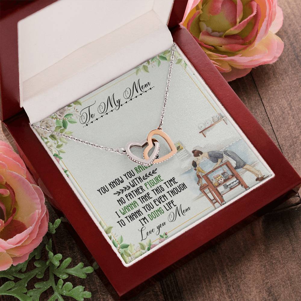 To My Mom Interlocking Hearts Necklace Message Card