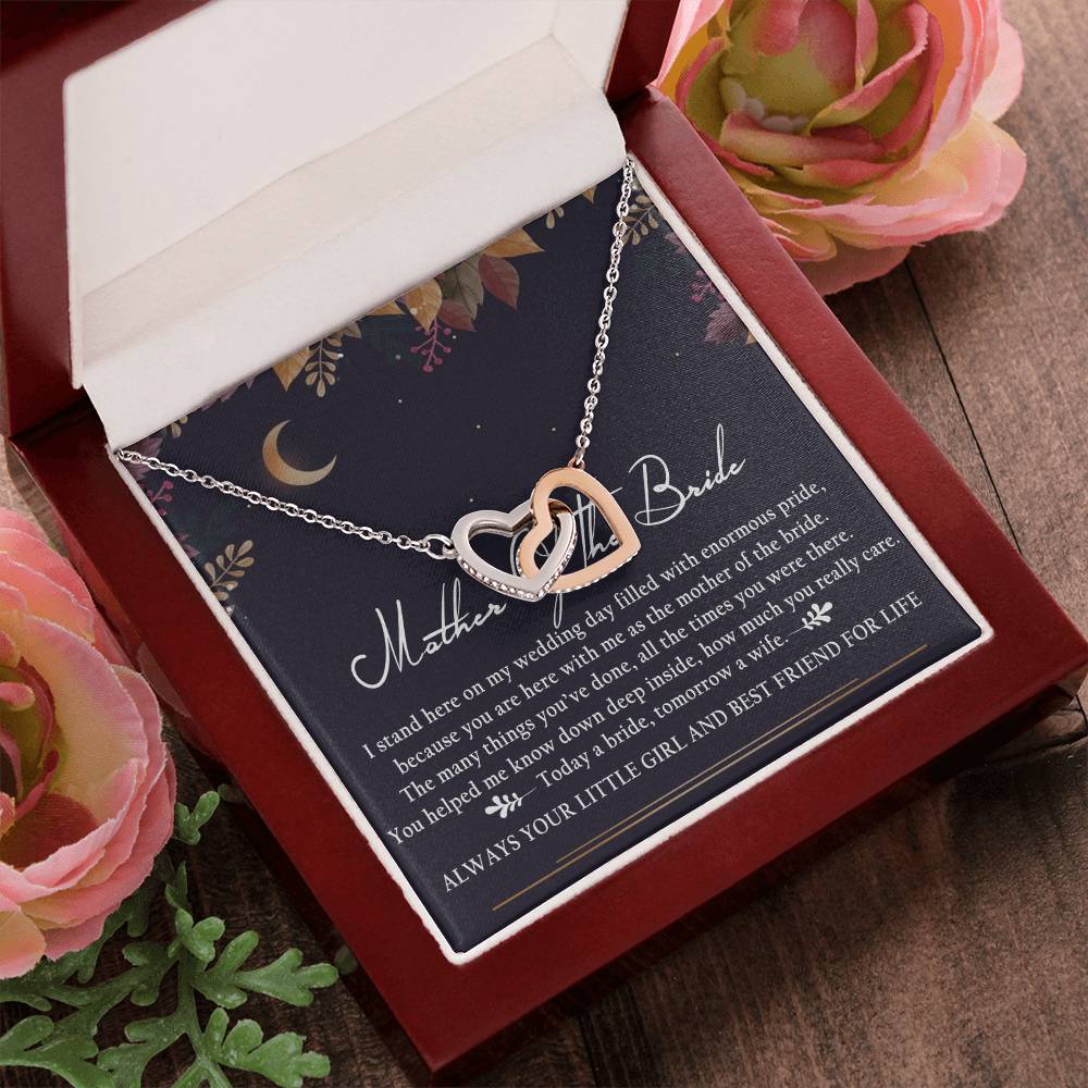 Mother Of The Bride Interlocking Hearts Necklace Message Card