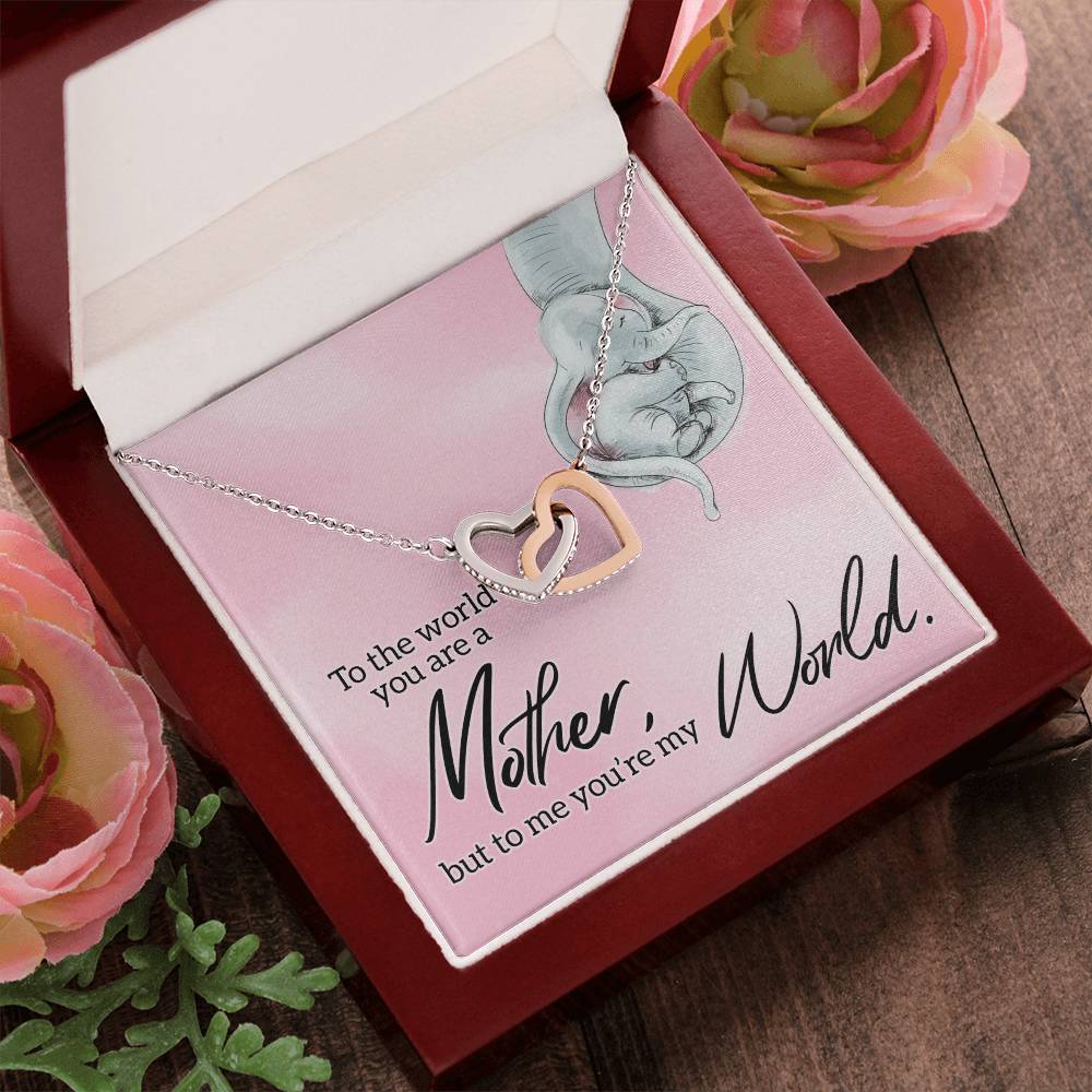 To My Mom World Love You Always Interlocking Hearts Necklace