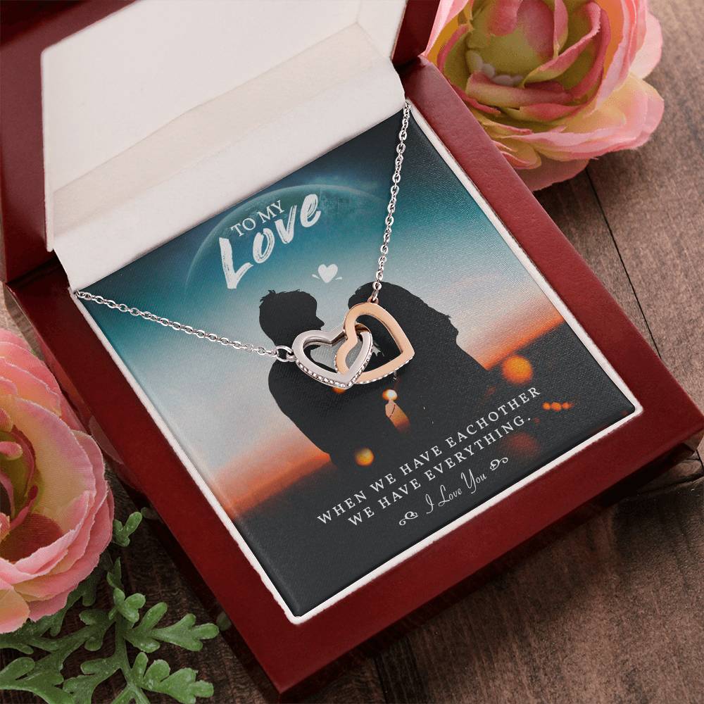 To My Love Necklace For Soulmate Jewelry For Soulmate Romantic Meaningful Valentine’S Day Gift Anniversary Birthday Gift For Her Interlocking Hearts Necklace