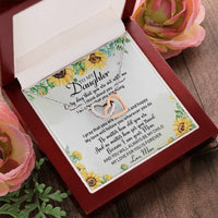 To My Daughter Sunflower Interlocking Hearts Necklace Birthday Message Card