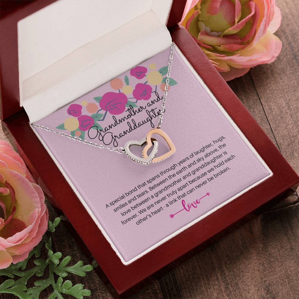 Grandmother And Granddaughter - A Special Bond So Strong It Cannot Be Broken Interlocking Hearts Necklace