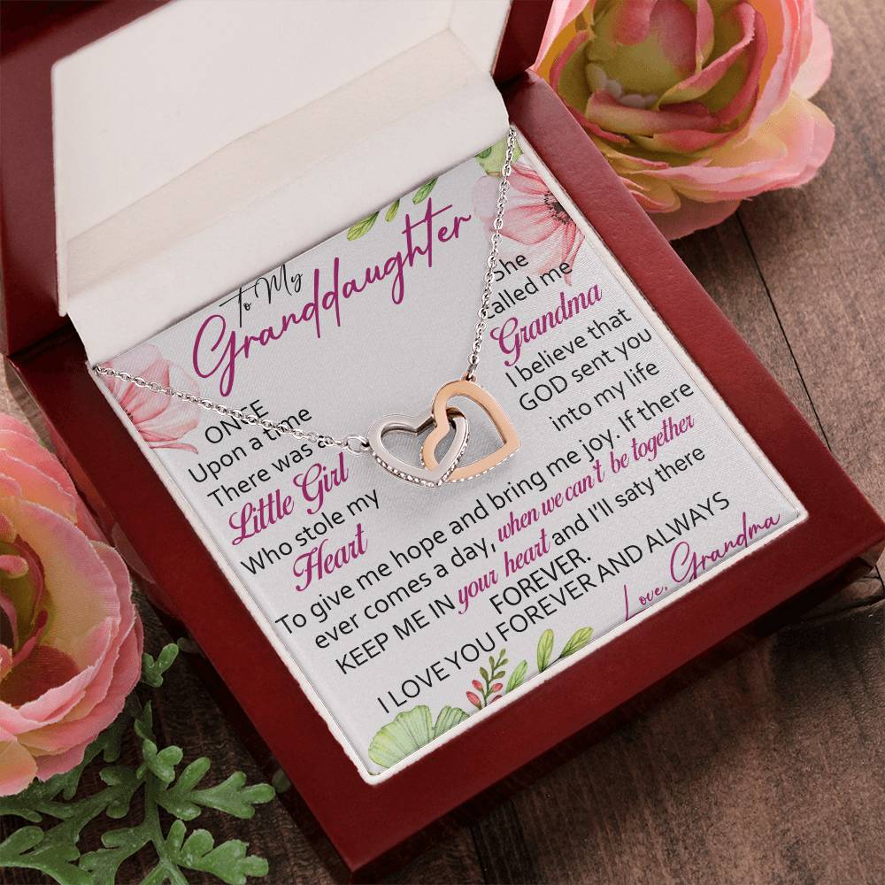 To My Granddaughter Interlocking Hearts Necklace Message Card