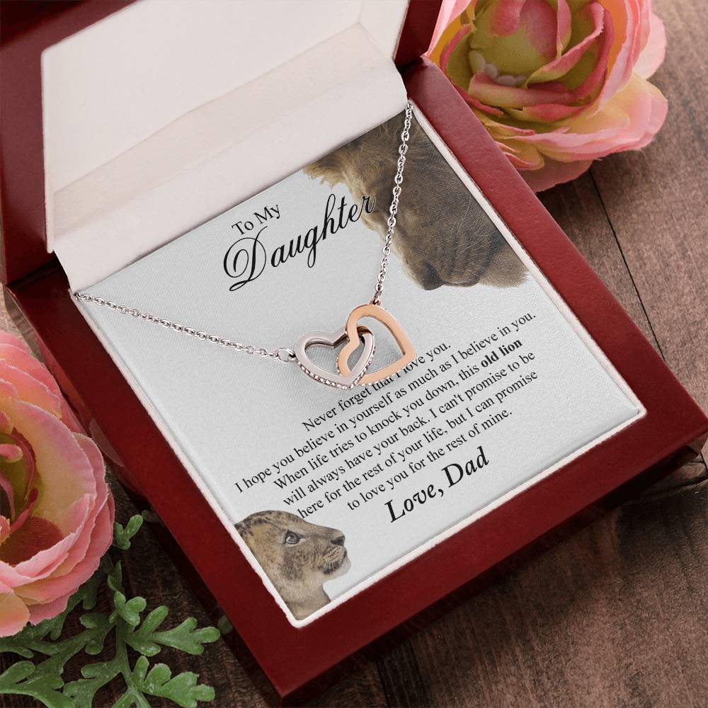 To My Daughter - Love Dad Interlocking Heart Interlocking Hearts Necklace
