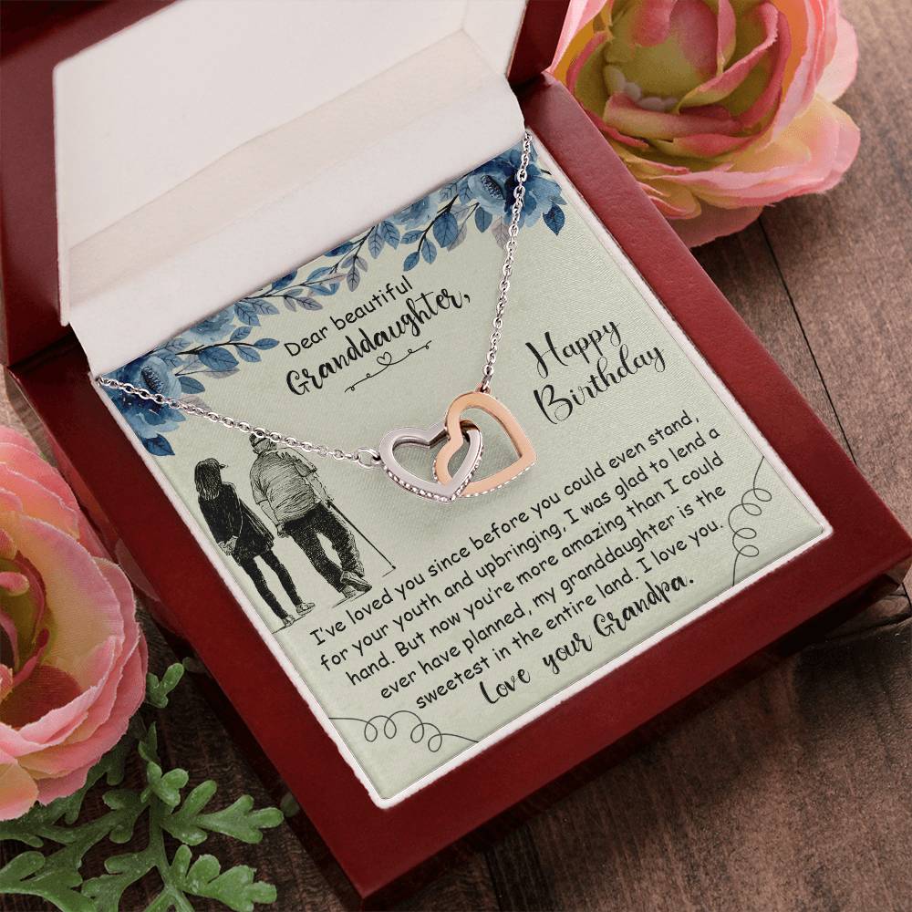 Dear Beautiful Granddaughter Interlocking Hearts Necklace