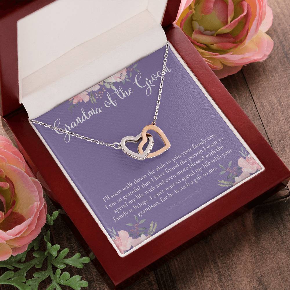 Grandmother Of The Groom Gift Necklace Grandma Wedding Gift Nana Bridal Shower Rehearsal Dinner Thank You Gift Interlocking Hearts Necklace