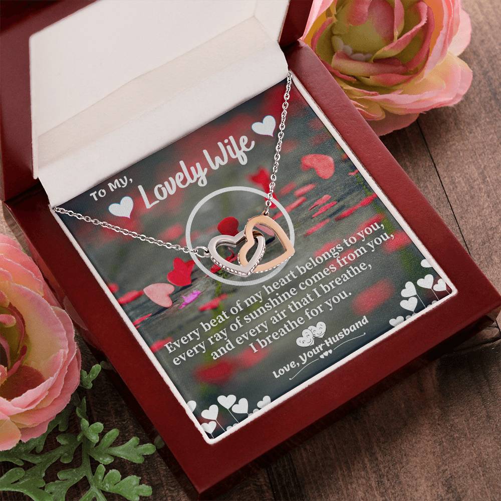 Husband To Wife Necklace Gift With Message Card Interlocking Hearts Necklace