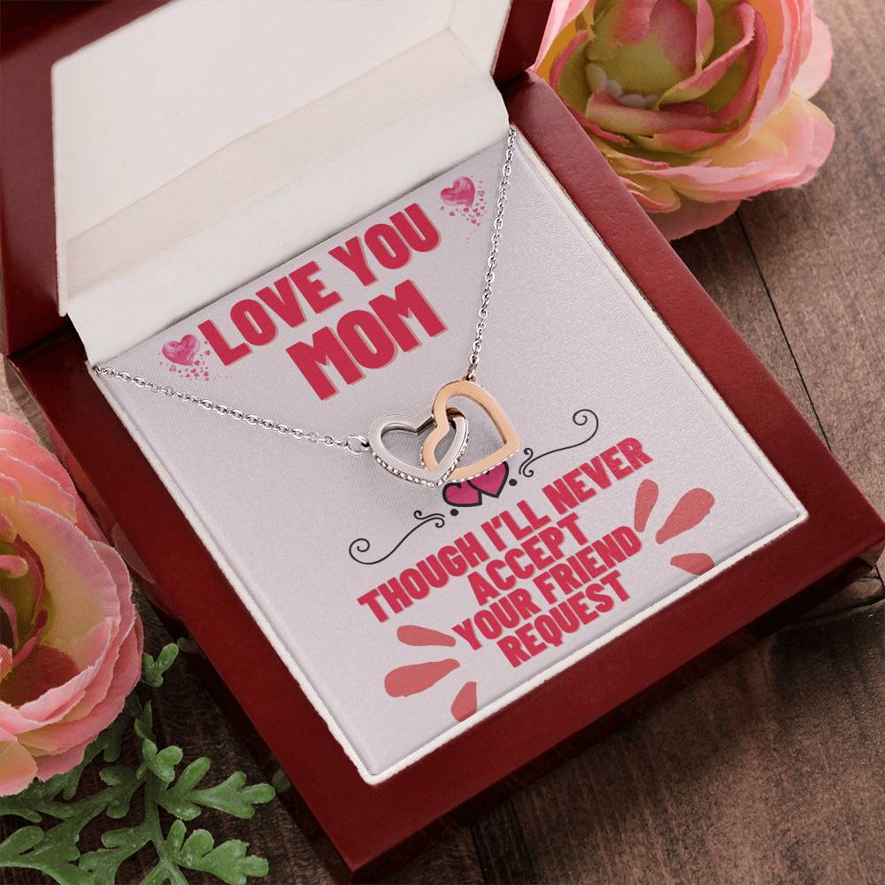 Mom’S Friend Request- Interlocking Hearts With Cubic Zirconia Interlocking Hearts Necklace