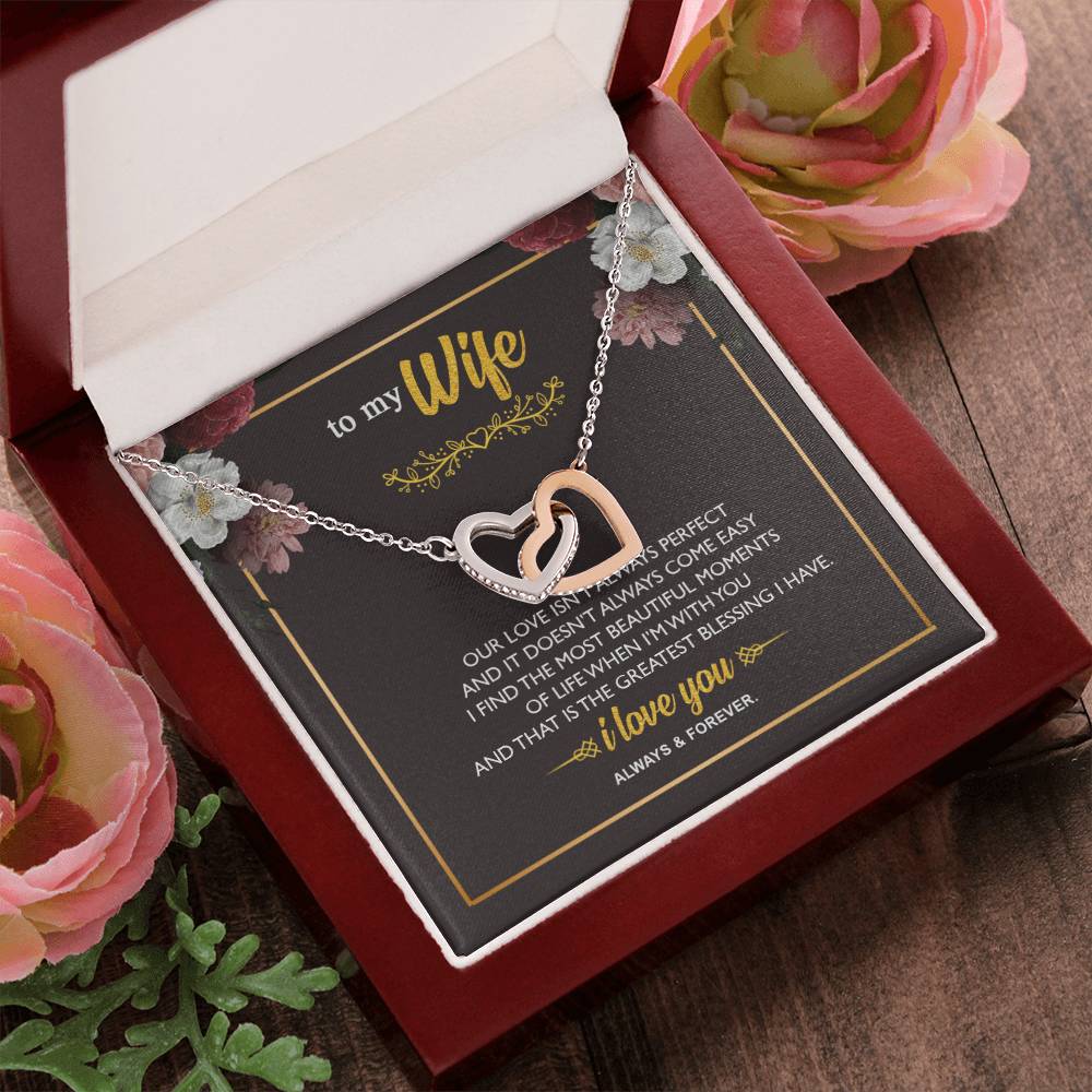 To My Wife - Interlocking Hearts - So40 Interlocking Hearts Necklace