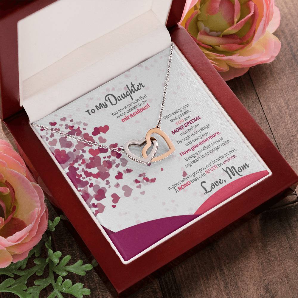 A Bond That Can Never Be Undone - Interlocking Hearts Necklace Gift For Daughter From Mom