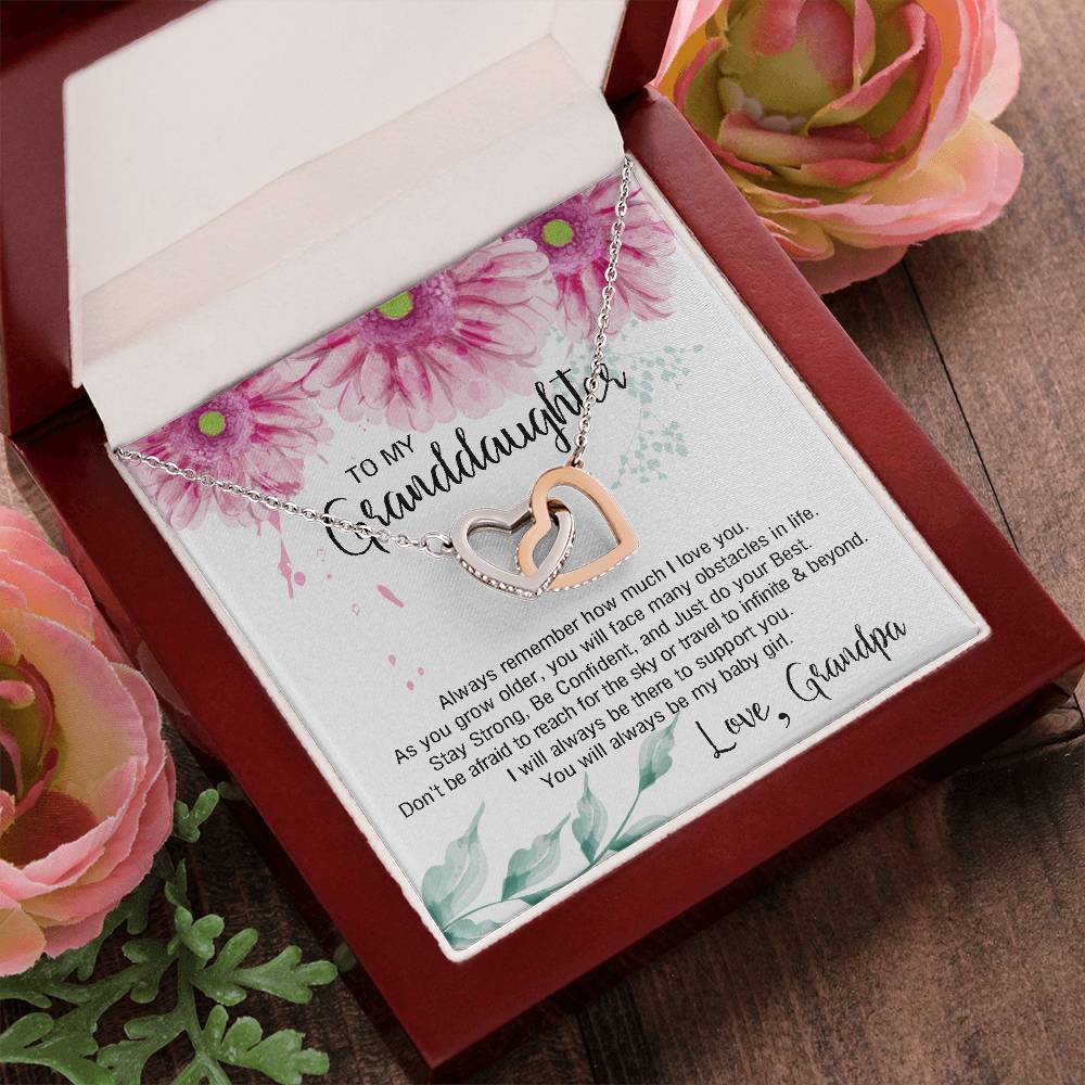 To My Granddaughter From Grandpa - You Will Always Be My Baby Girl Interlocking Hearts Necklace