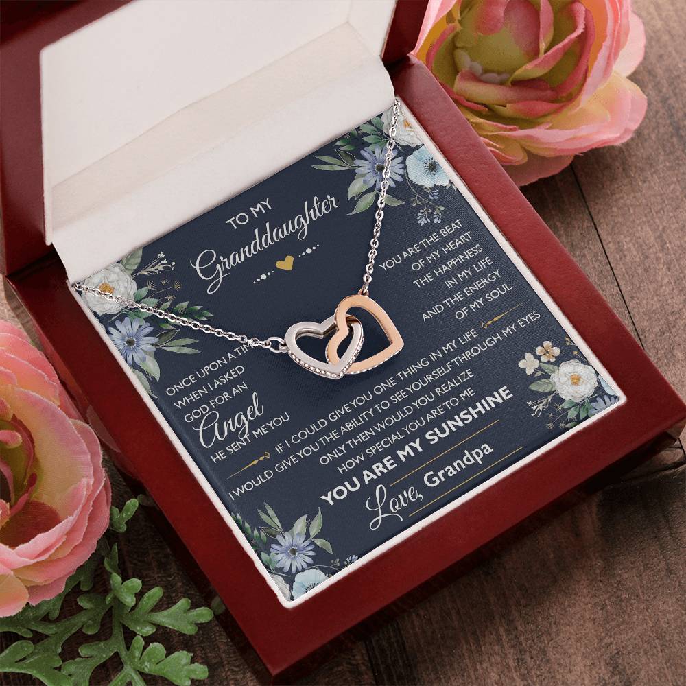 To My Granddaughter From Grandpa - Interlocking Heart Necklace Interlocking Hearts Necklace