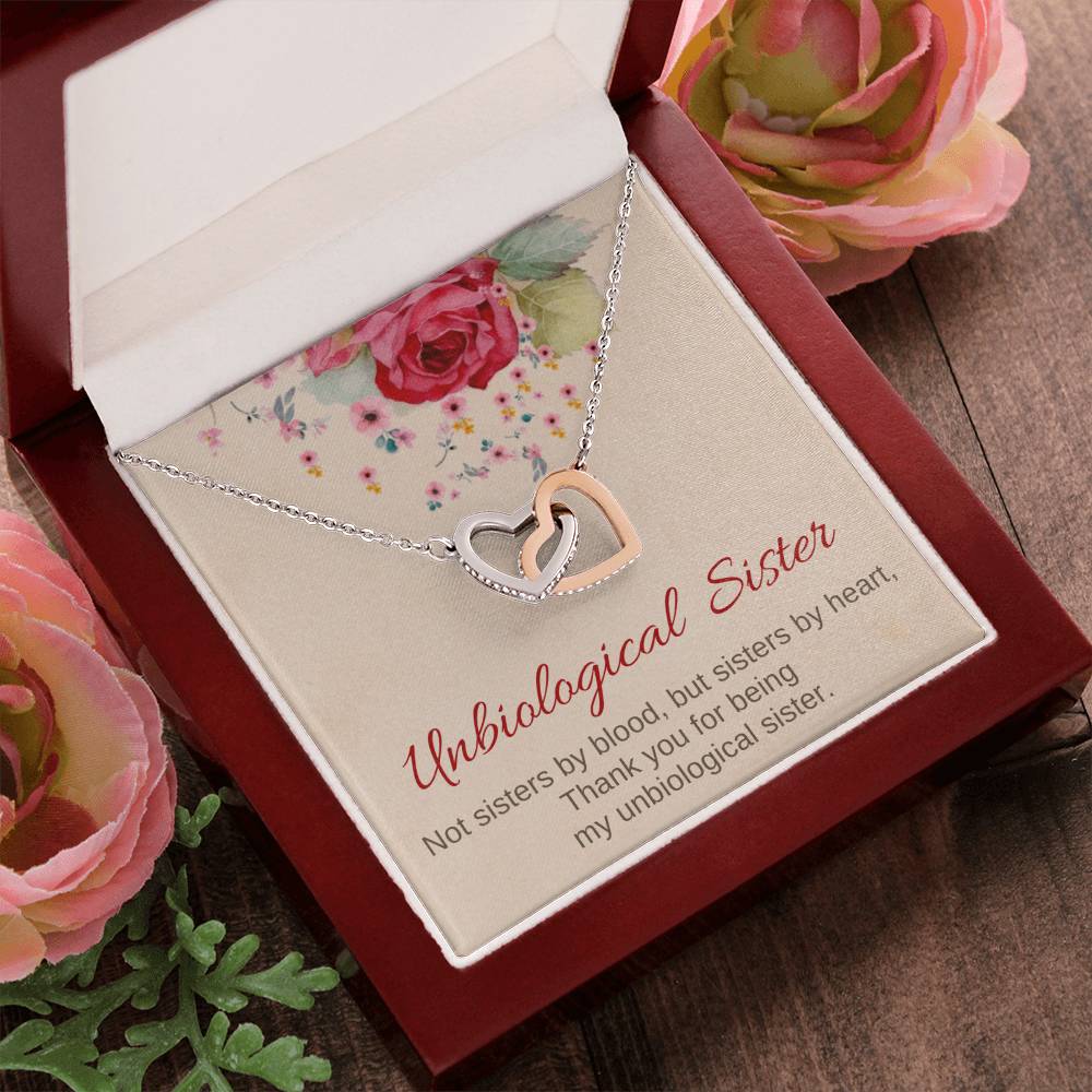 Unbiological Sister Interlocking Hearts Necklace