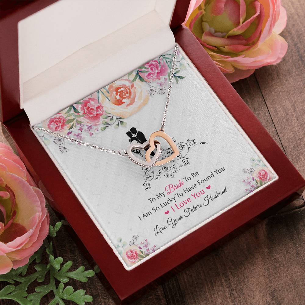 To My Bride To Be . Interlocking Hearts White Silhouette Design Interlocking Hearts Necklace