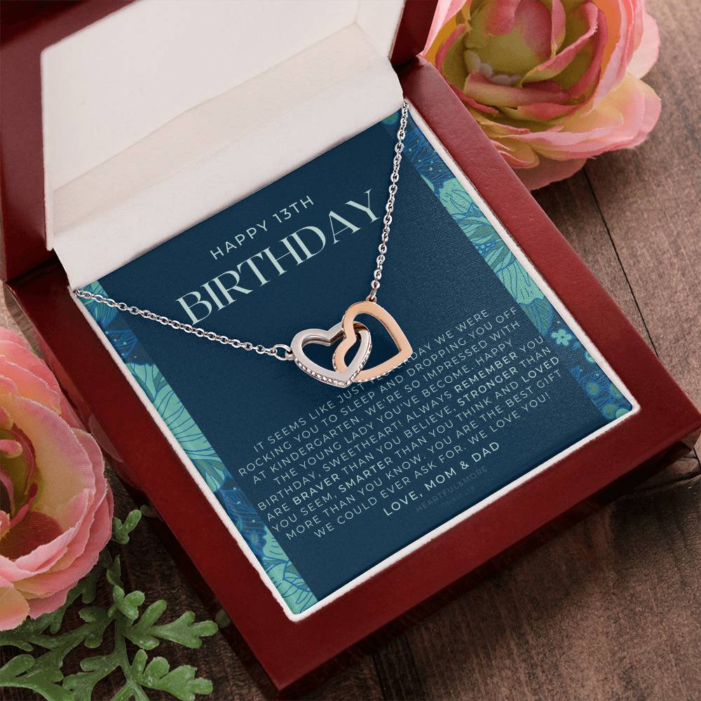 Gift For 13 Year Old Girl Gifts 13Th Birthday Girl 13Th Birthday Gift Thirteenth Birthday Necklace Teen Birthday Gift Official Teenager Interlocking Hearts Necklace