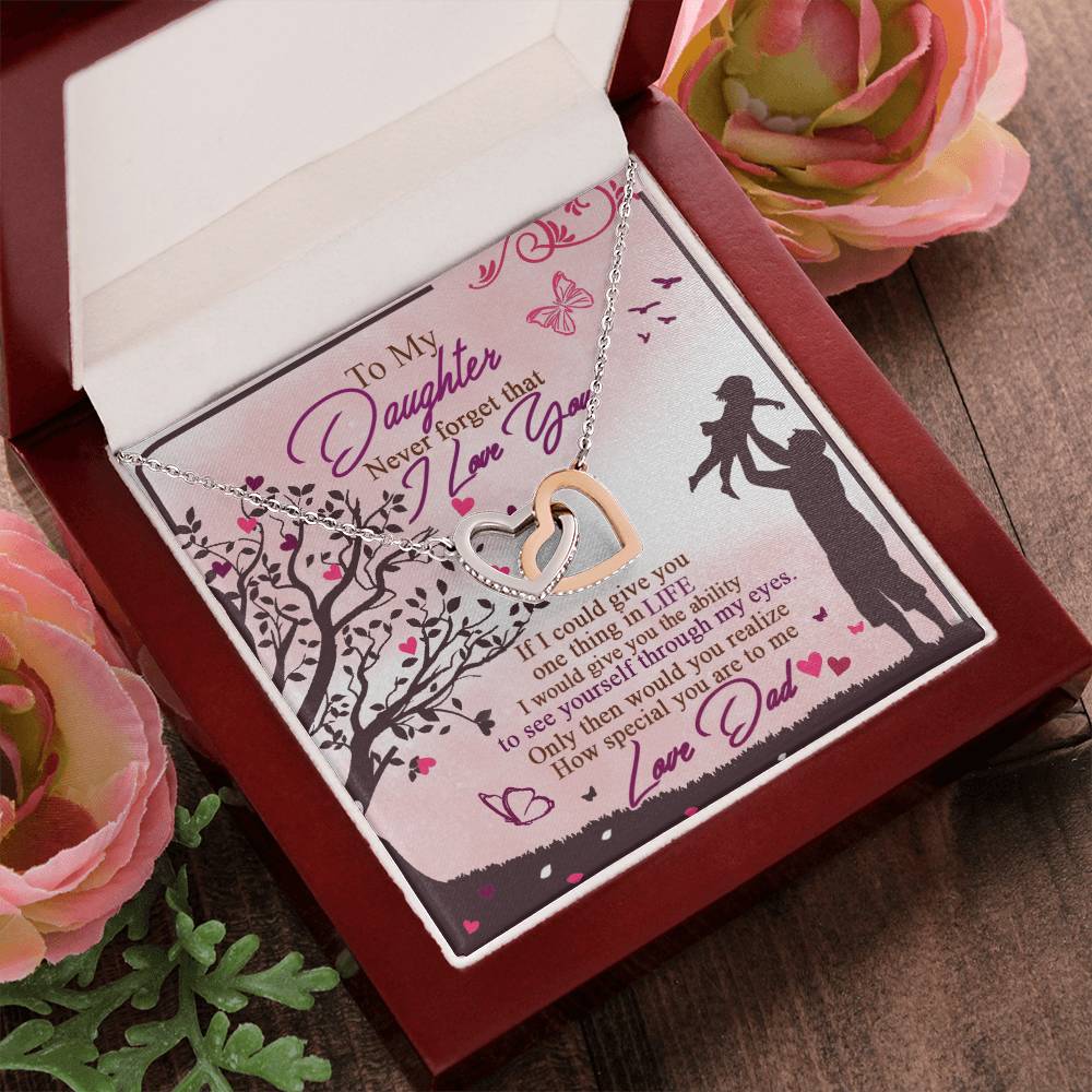 To My Daughter - Never Forget That I Love You - Interlocking Hearts Necklace