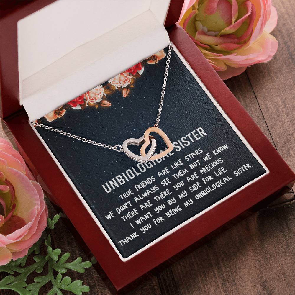 Unbiological Sister Necklace Soul Sister Best Friend Gift Step Sister Gift Interlocking Hearts Necklace