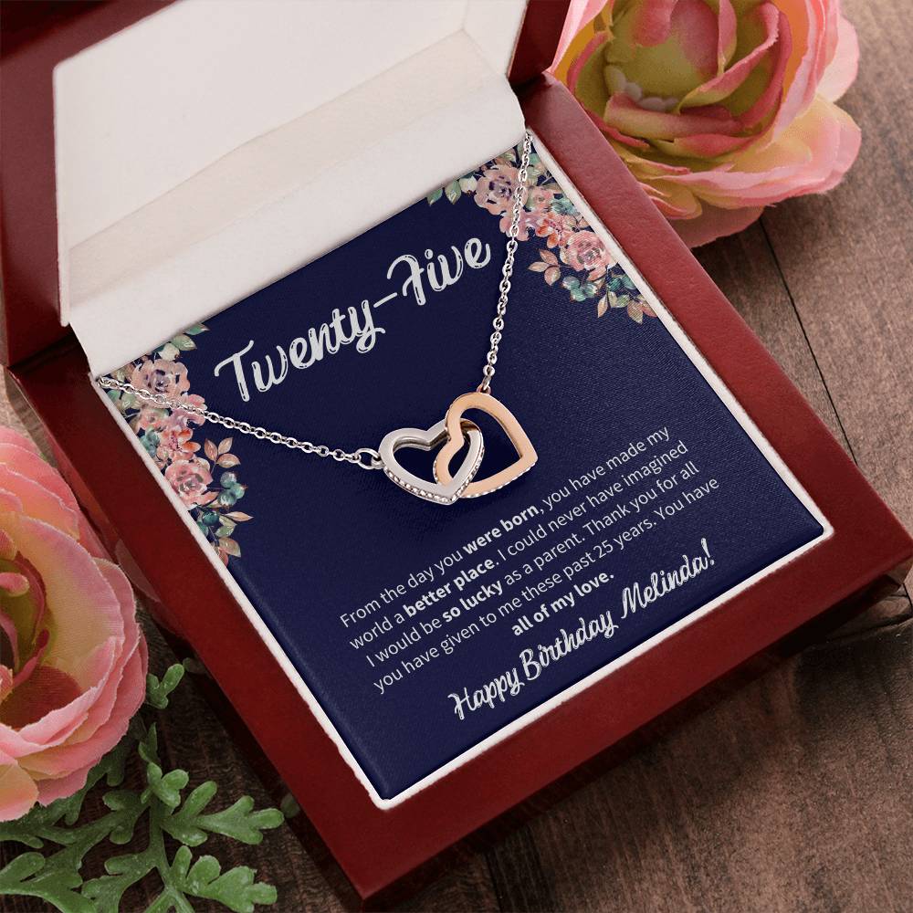 Twenty-Five Birthday All Of My Love Interlocked Hearts Necklace Interlocking Hearts Necklace