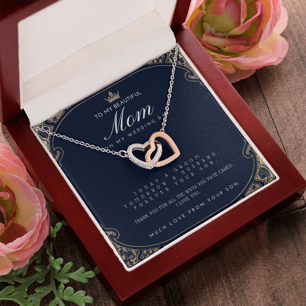 Mother Of The Groom Gift From Son Mom Wedding Gift From Son Wedding Gift From Groom To Mom Necklace Gift For Mom Wedding Gift From Son Interlocking Hearts Necklace