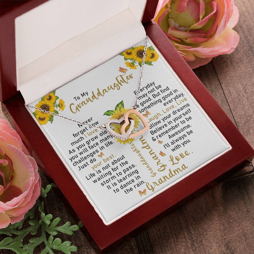 To My Granddaughter - Interlocking Hearts Necklace