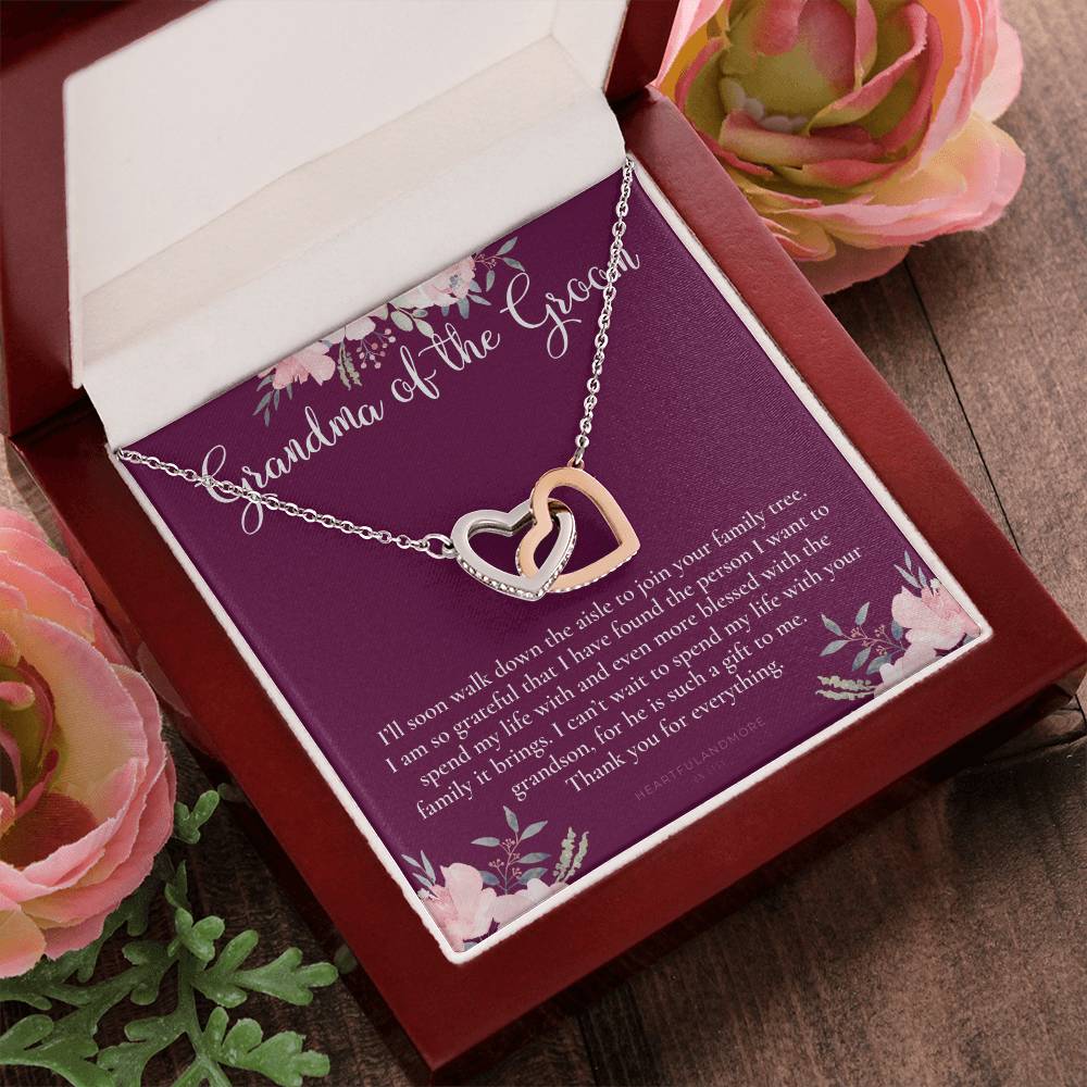 Grandmother Of The Groom Gift Necklace Grandma Wedding Gift Nana Bridal Shower Rehearsal Dinner Thank You Gift Interlocking Hearts Necklace